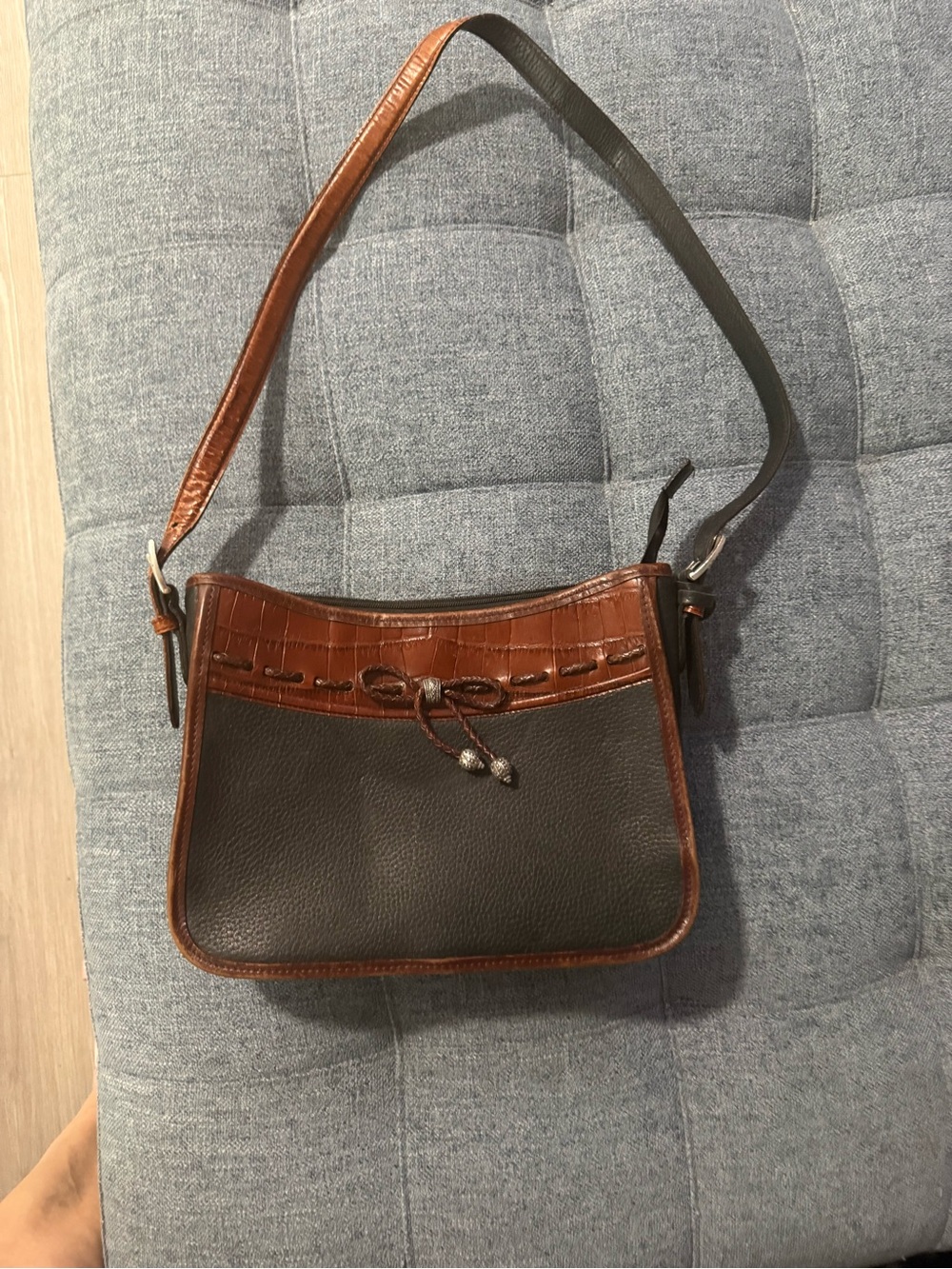 Classic Two-Tone Brown & Black Shoulder Bag